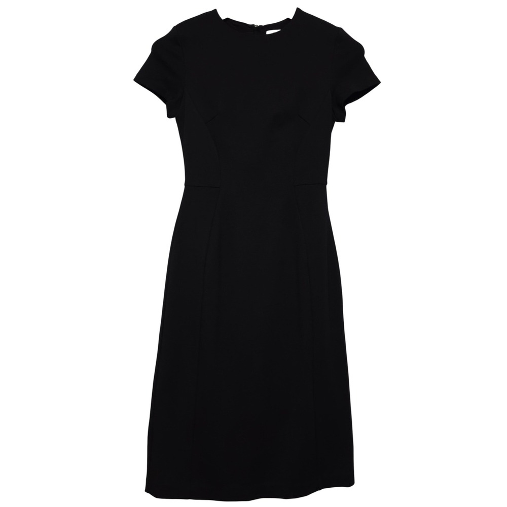 Popilush Textured Solid Sheath Dress Short Sleeve Crew Neck Black Size Small